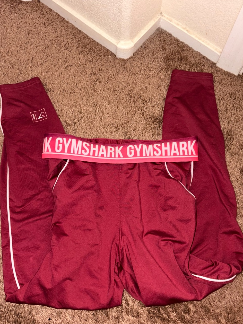 GYMSHARK Maroon Workout Sweats